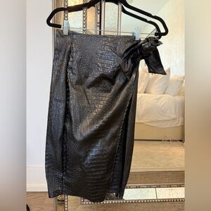 Akira midi wrap leather skirt